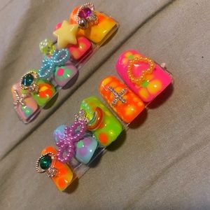 Y2K style nails with gems